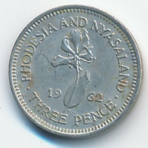 Rhodesia and Nyasaland, 3 pence, 1962