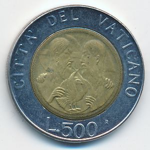 Ватикан, 500 лир (1988 г.)