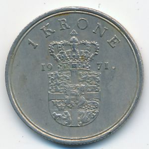 Denmark, 1 krone, 1971