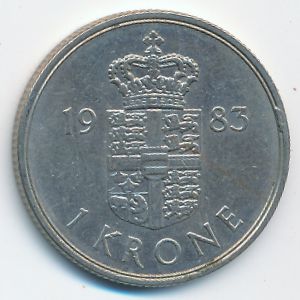 Denmark, 1 krone, 1983