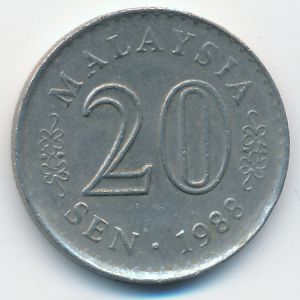 Malaysia, 20 sen, 1988