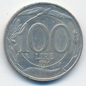 Италия, 100 лир (1994 г.)