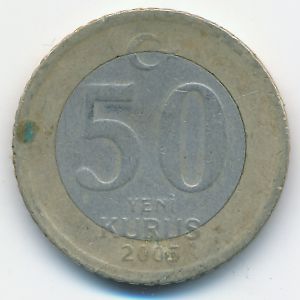 Turkey, 50 new kurus, 2005
