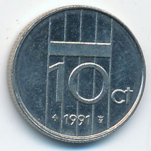 Нидерланды, 10 центов (1991 г.)