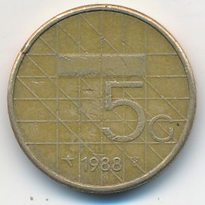Нидерланды, 5 гульденов (1988 г.)