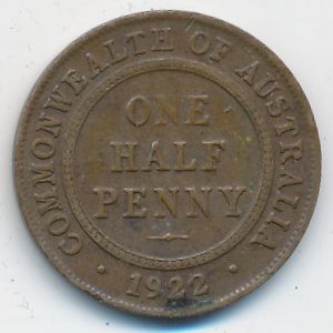 Австралия, 1/2 пенни (1922 г.)