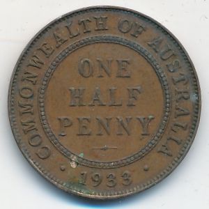 Australia, 1/2 penny, 1933