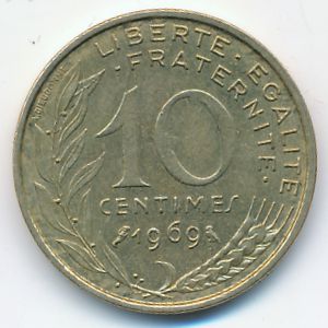 France, 10 centimes, 1969