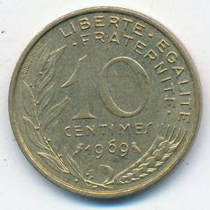 Франция, 10 сентим (1969 г.)