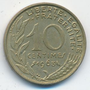 France, 10 centimes, 1963
