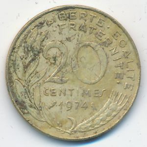 France, 20 centimes, 1974