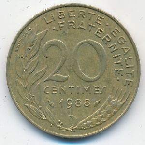 France, 20 centimes, 1988