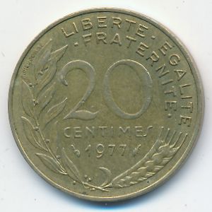 France, 20 centimes, 1977