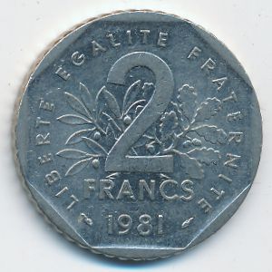 France, 2 francs, 1981