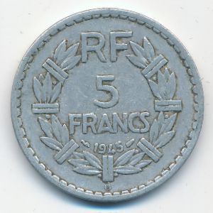 Франция, 5 франков (1945 г.)