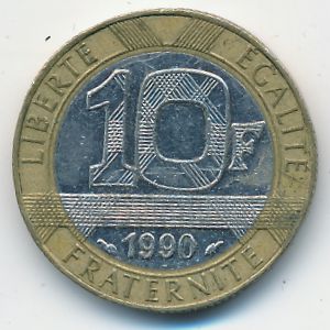 Франция, 10 франков (1990 г.)