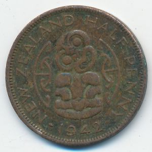 Новая Зеландия, 1/2 пенни (1942 г.)