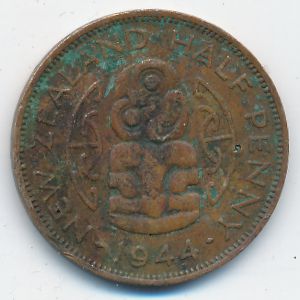 Новая Зеландия, 1/2 пенни (1944 г.)