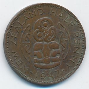 Новая Зеландия, 1/2 пенни (1947 г.)