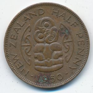 New Zealand, 1/2 penny, 1950