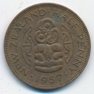 Новая Зеландия, 1/2 пенни (1957 г.)