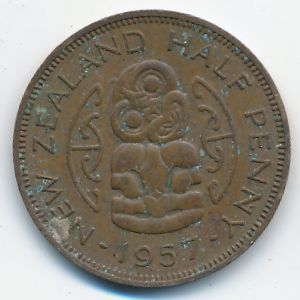 Новая Зеландия, 1/2 пенни (1957 г.)