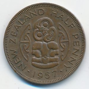 Новая Зеландия, 1/2 пенни (1957 г.)