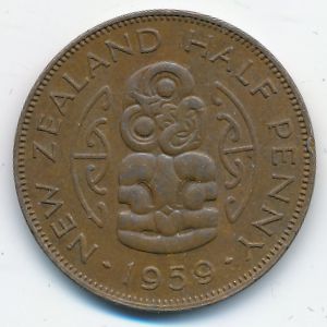 Новая Зеландия, 1/2 пенни (1959 г.)
