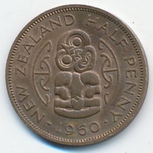 Новая Зеландия, 1/2 пенни (1960 г.)