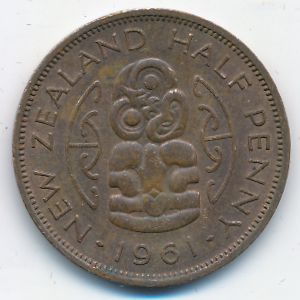 Новая Зеландия, 1/2 пенни (1961 г.)