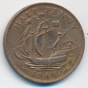 Великобритания, 1/2 пенни (1944 г.)