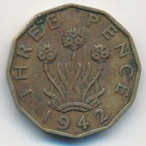 Великобритания, 3 пенса (1942 г.)