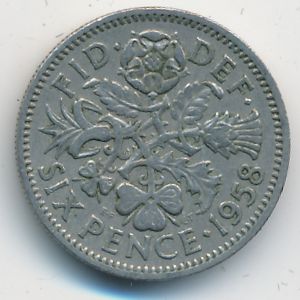 Great Britain, 6 pence, 1958