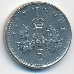 Великобритания, 5 пенсов (1992 г.)