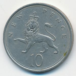 Great Britain, 10 new pence, 1968