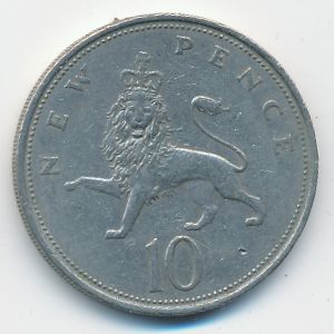 Great Britain, 10 new pence, 1968