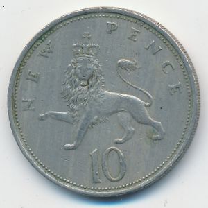 Great Britain, 10 new pence, 1970