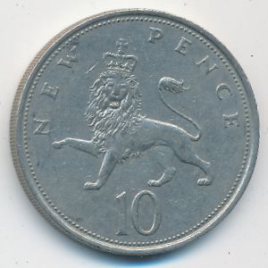 Great Britain, 10 new pence, 1969