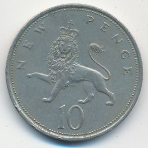 Great Britain, 10 new pence, 1970