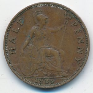 Великобритания, 1/2 пенни (1929 г.)