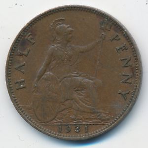 Великобритания, 1/2 пенни (1931 г.)