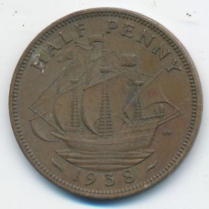 Великобритания, 1/2 пенни (1938 г.)