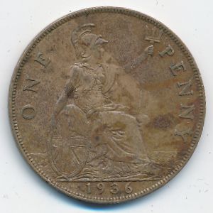 Великобритания, 1 пенни (1936 г.)