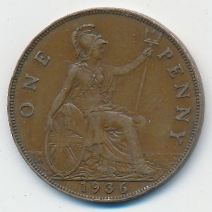 Великобритания, 1 пенни (1936 г.)