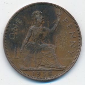 Великобритания, 1 пенни (1938 г.)