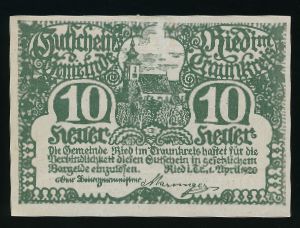 Нотгельды Австрии, 10 геллеров (1920 г.)
