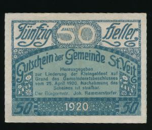 Austria Notgelds, 50 геллеров, 1920