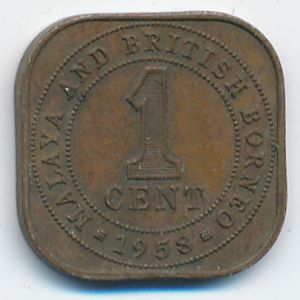 Malaya and British Borneo, 1 cent, 1958