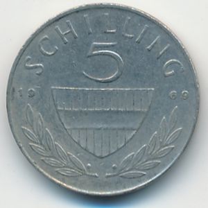 Австрия, 5 шиллингов (1969 г.)
