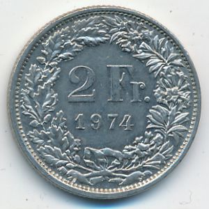 Швейцария, 2 франка (1974 г.)